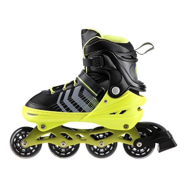 Nils Extreme NH18192 4-i-1 inlines med utbytbart hockeystycke, svart och grönt, storlek M (34-38)