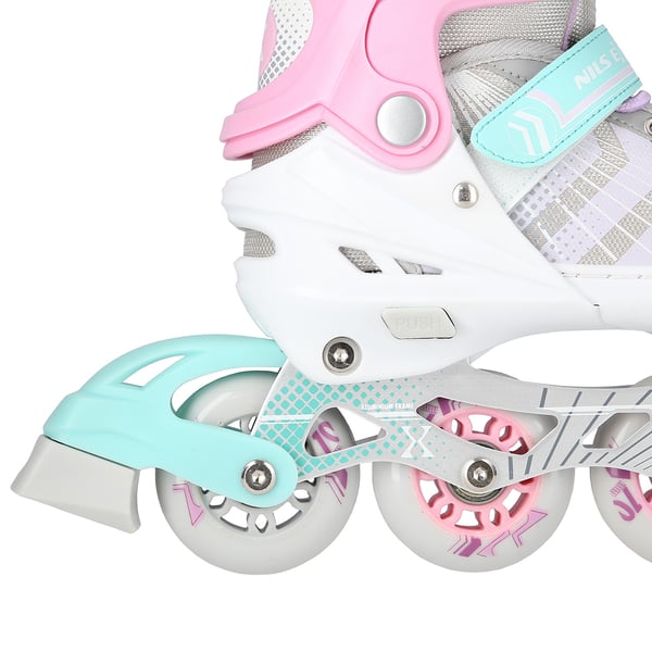 Nils Extreme NH18192 4-i-1 rullskridskor med utbytbart hockeystycke, rosa, storlek M (34-38)
