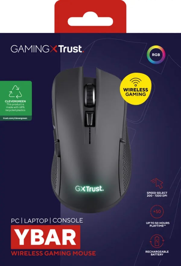 Trust GXT 923 YBAR Trådløs Gaming Mus - Svart