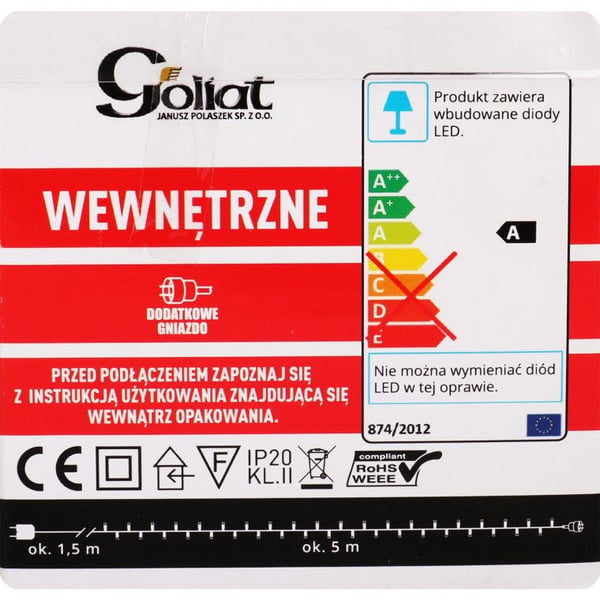 Joulukuusen valot 100 LEDiä sisätiloihin, viileän valkoinen, lisäpistorasialla
