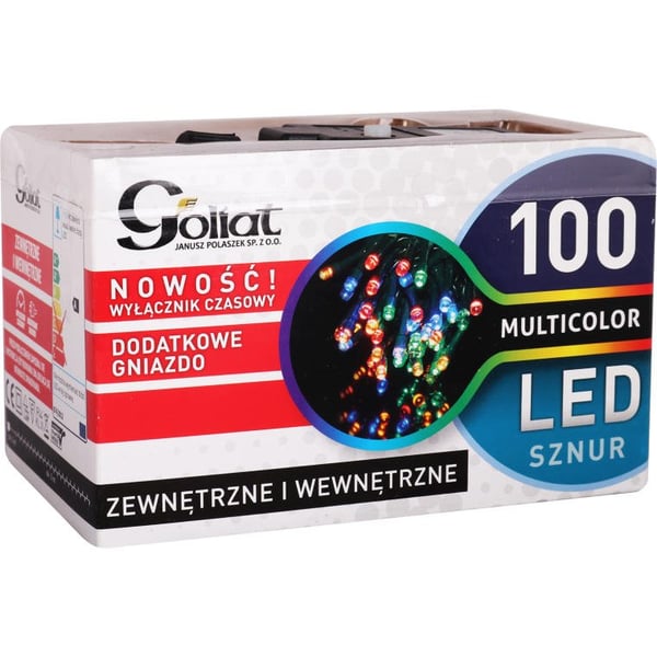 Stabil julbelysning 100 LED med ekstra stik og timer - kuldhvid, vandtæt, til indendørs og udendørs brug