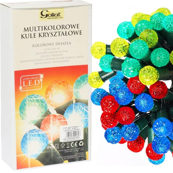 LED-joulukuusen valot kristallipallot moniväriset 50 kpl - ulkovalaistuskoriste