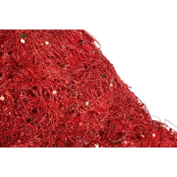 Rød sisal juleklokke med lys og glitter 27x28 cm