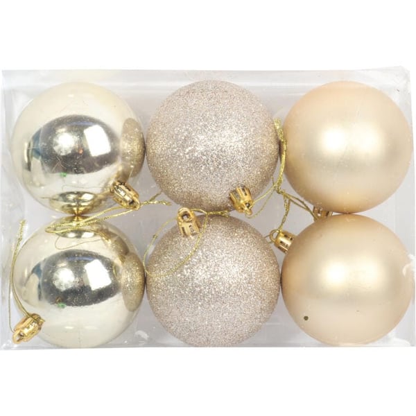 Silverfärgade plastkulor 7 cm - Set om 6