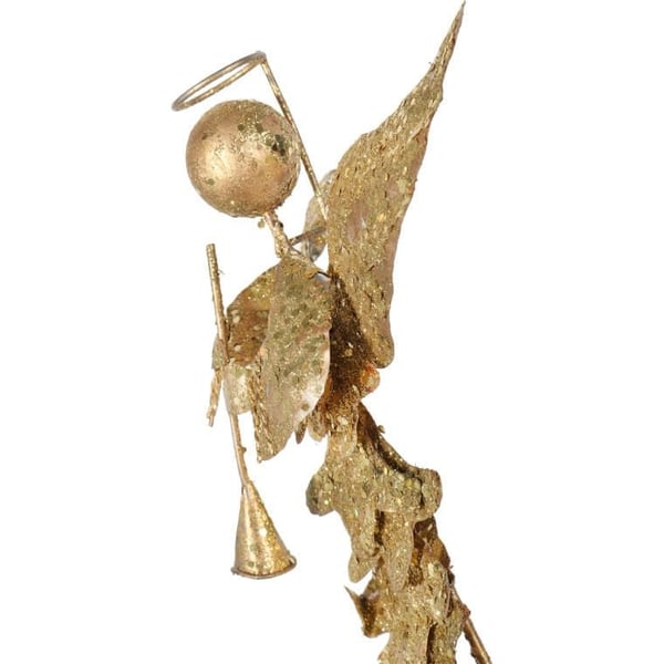 Enkeli trumpetilla 26 cm kullattu metallityö