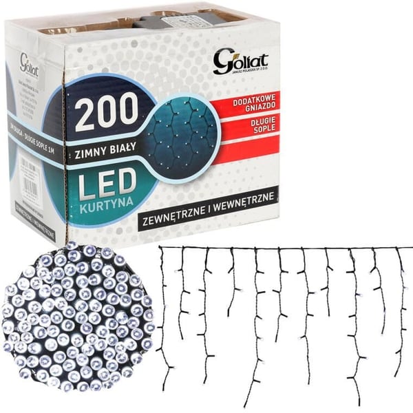 LED-lysgardin 200 hvide lamper med ekstra stik, indendørs og udendørs, 3m x 1m