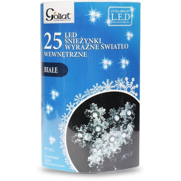 Valkoiset lumihiutale-LED-joulukuusenvalot - 25 kpl, paristokäyttöiset, sisäkäyttöön