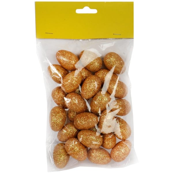 30 kultaisen styrox-munan setti pääsiäiskoristeisiin 3 cm
