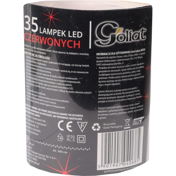Punaiset 35 LED-joulukuusen valot, joissa on 2 AA-paristoa (paristot eivät sisälly) sisäkäyttöön
