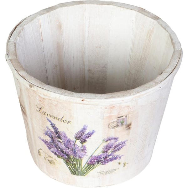 Dekorative lavendelplanter i hvid spand