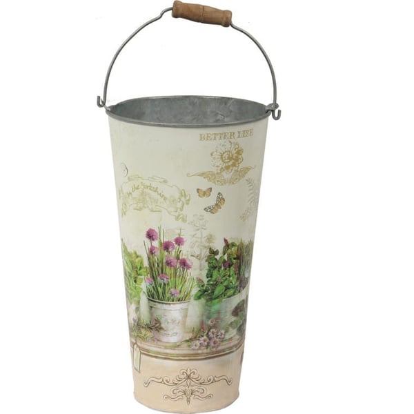 Galvaniseret dekorativt låg i provençalsk stil med sommerfugleblomsttegning