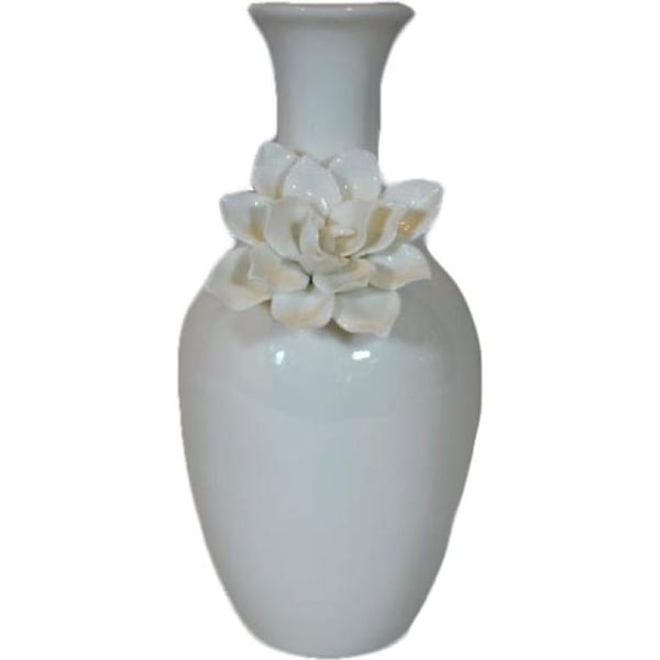 Vit fin blomvas 20x10 cm