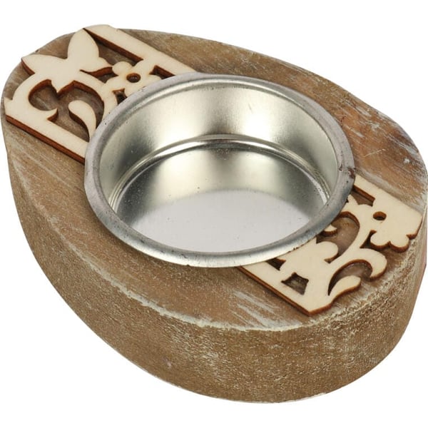 Puinen tuikkukuppi pääsiäismunan muotoisena, ruskea, 8 cm