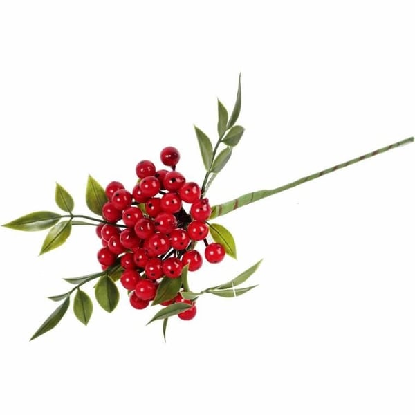 Oksa pihlajanmarjoilla ja punaisilla palloilla 34 cm