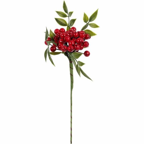 Oksa pihlajanmarjoilla ja punaisilla palloilla 34 cm