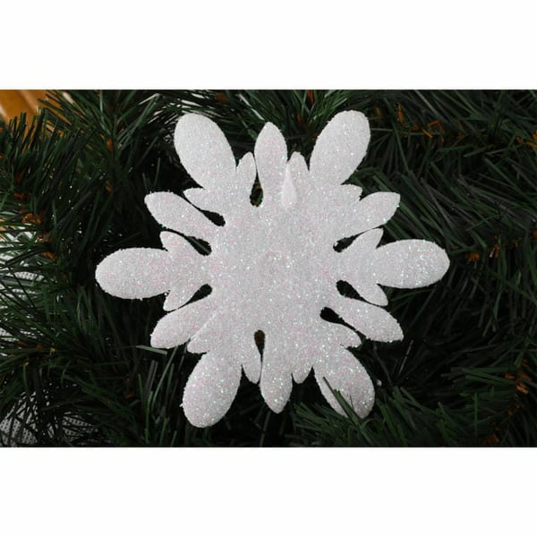 6 kpl hohtavia vaahtomuovilumihiutaleriipuksia 11 cm PVC-laatikossa
