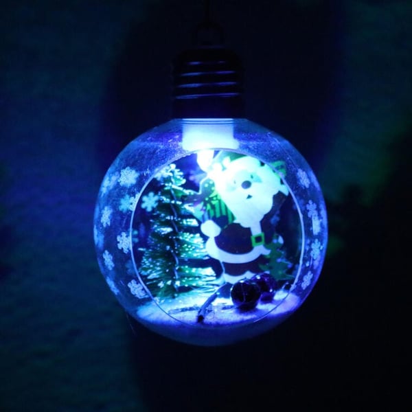 Muovinen joulupallo LED-valaistuksella ja joulupukilla 8 CM II