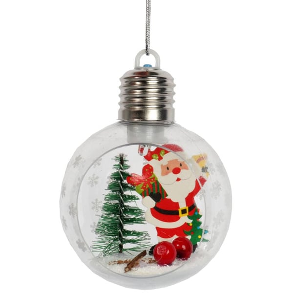 Muovinen joulupallo LED-valaistuksella ja joulupukilla 8 CM II