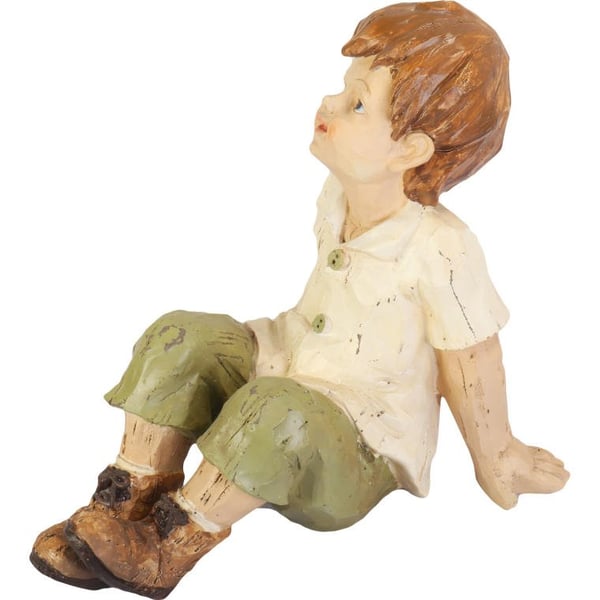 Dekorativ figurin pojke i gröna byxor 26 cm polyresin