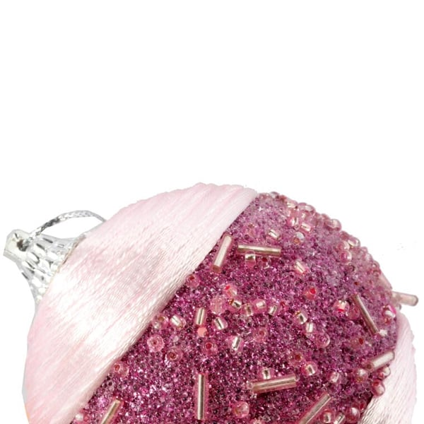 Set med 4 rosa frigolitkulor med 6 cm pärlor för juldekorationer
