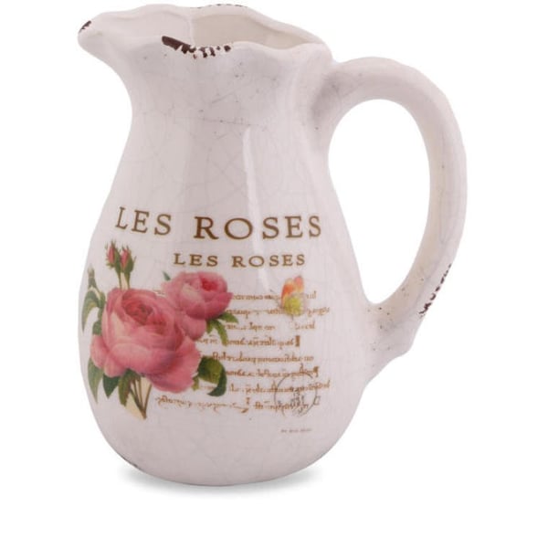 Keramikkande med antiskridtbund i vintagesstil, 16 cm, rose