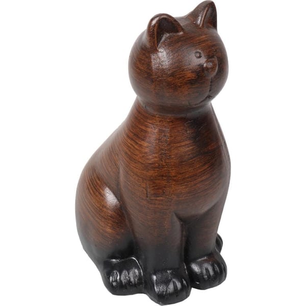Keramisk kattfigur brun med halkfria gummikuddar
