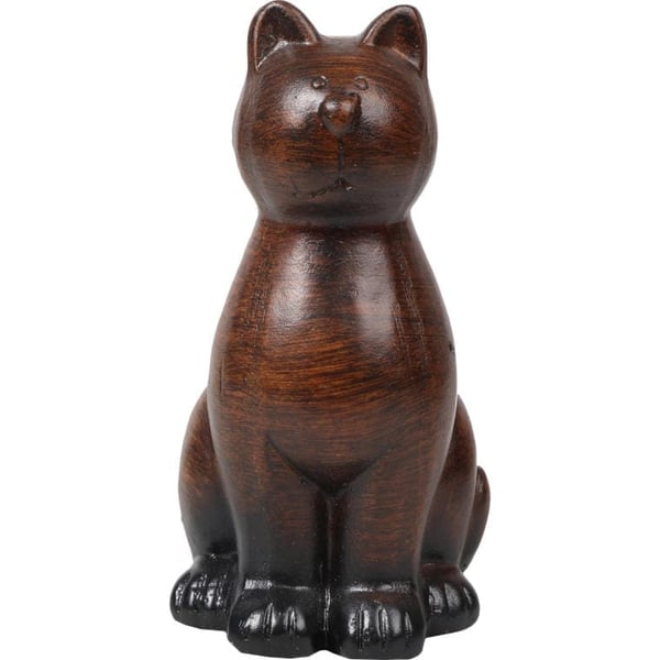 Keramisk kattfigur brun med halkfria gummikuddar