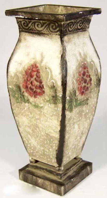 Vas av metall handmålad 35x13 cm