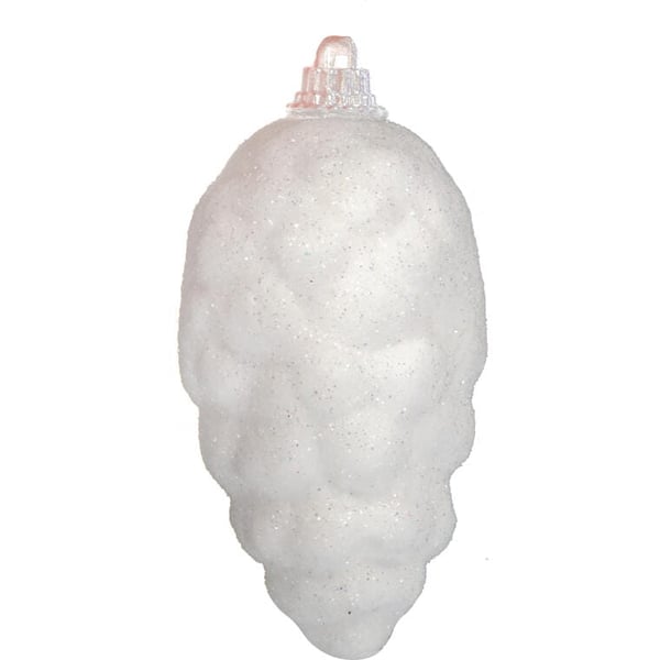 6 kpl valkoisia styrox-kartioita hopeanhohtoisella kimalluksella - Joulukoristeet 8 cm