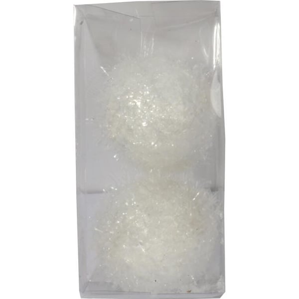 Set med 2 vita frigolitkulor 10 cm - snöglober för juldekorationer
