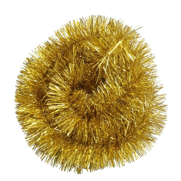 Kultainen joulukuusenketju metallisoidusta foliosta, halkaisija 7 cm, pituus 2 m