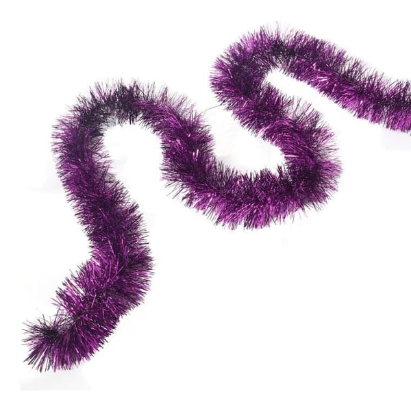 Violetti metallinhohtoinen folioon koristeltu joulukuusenketju, 7 cm x 2 m