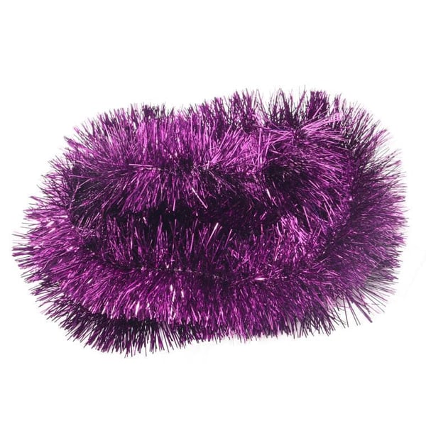 Violetti metallinhohtoinen folioon koristeltu joulukuusenketju, 7 cm x 2 m