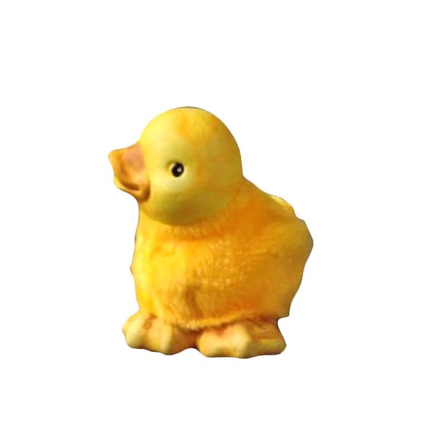 Miniatyr keramisk kyckling med gul päls