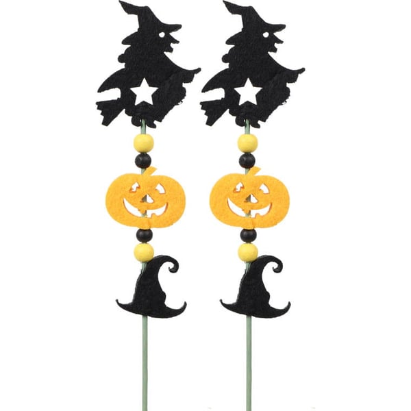 Mustat huopaiset noidat ja kurpitsat - Halloween-koristeet H003A