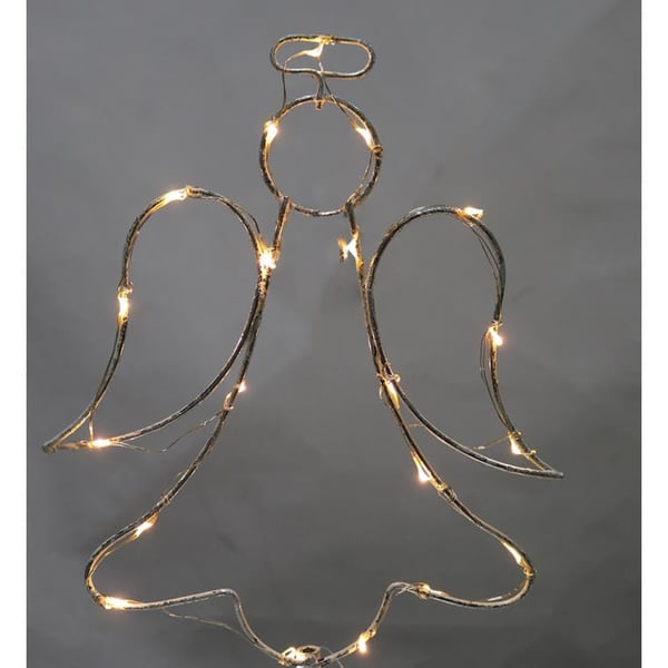 Metallinen enkeli LED-valoilla, paristokäyttöinen - valkoinen