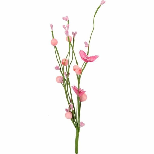 Kvist med bollar 30 cm rosa