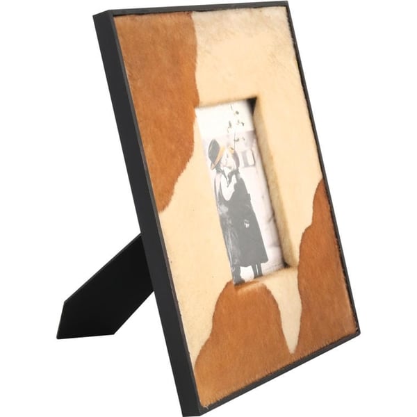Kerman ja ruskean nahan koristeluinen valokuvakehys 30x25 cm