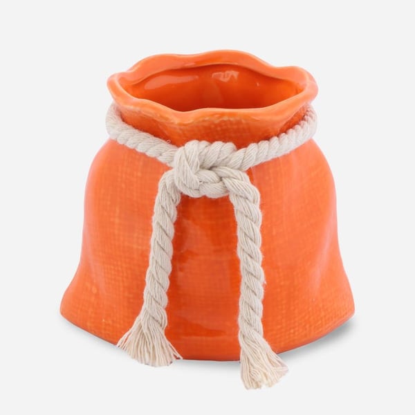 Mini keraaminen maljakkopussi oranssina