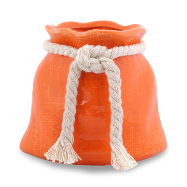 Mini keraaminen maljakkopussi oranssina