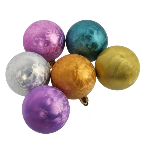 Set med 6 flerfärgade plastkulor - Juldekoration 6 cm
