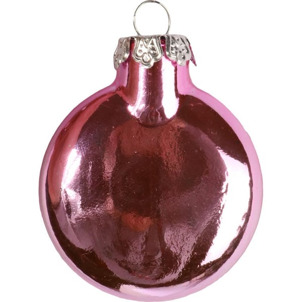 Set med 8 platta rosa glaskulor