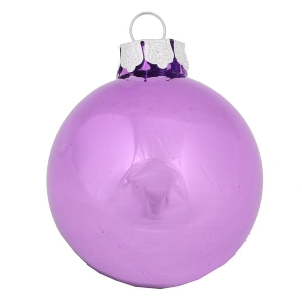 5 elegantin violetin lasipallon setti kimalluskoristeilla, 6 cm