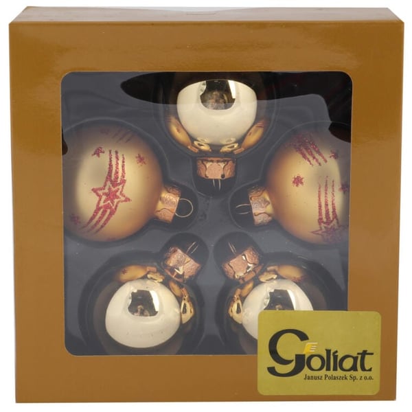 Kultaiset lasipallot kimalluskoristeilla - 5 kpl:n setti, 6 cm