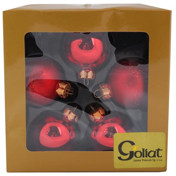 5 lasipallon setti, 6 cm, punainen