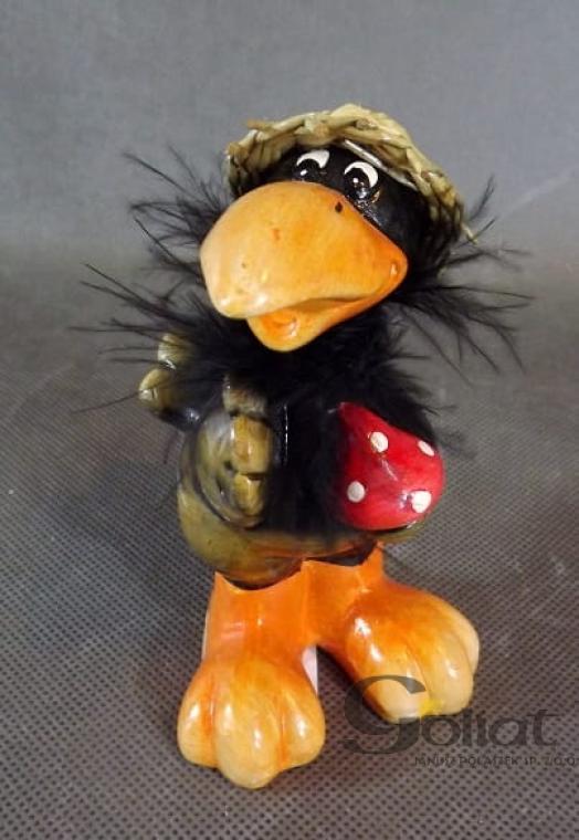 Sort Korp i Hat - Keramikfigur 13x9cm