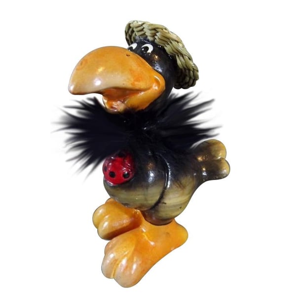 Sort Korp i Hat - Keramikfigur 13x9cm