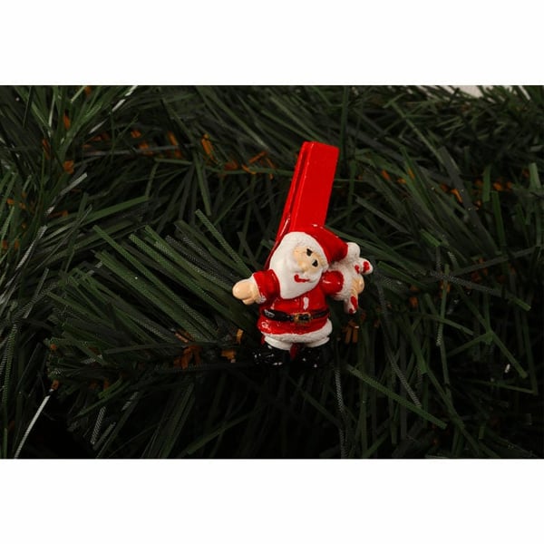 Røde julegodseposer med julemandsfigur, 5 cm - sæt om 6
