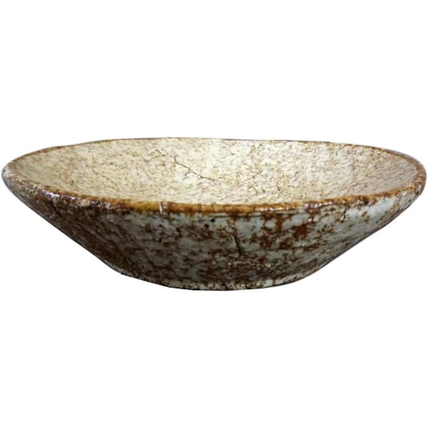 Koristeellinen kivilautanen, säröillä ja raidoilla, kermanvärinen, 30x8cm