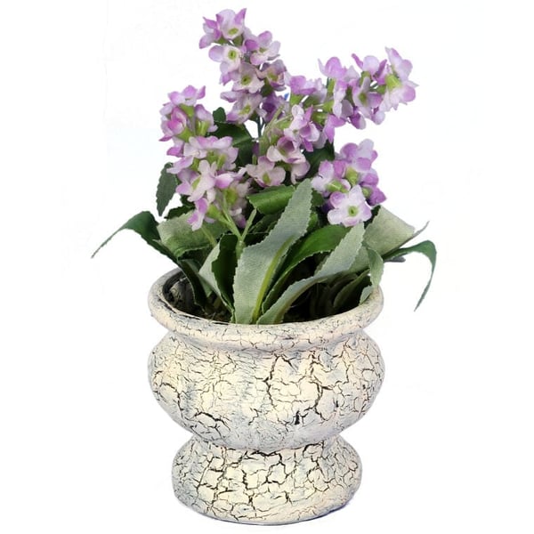 Konstgjord blomsterarrangemang i keramikkruka 15 cm - Lila lavendel